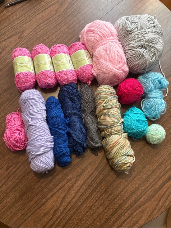 Other - LAST CHANCE LARGE Mixed Assorted Yarn Bundle Pink Blue Gray Teal Lavender
